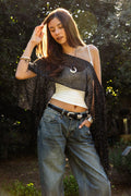 SOLENA Crystal Sequin Crochet Cape