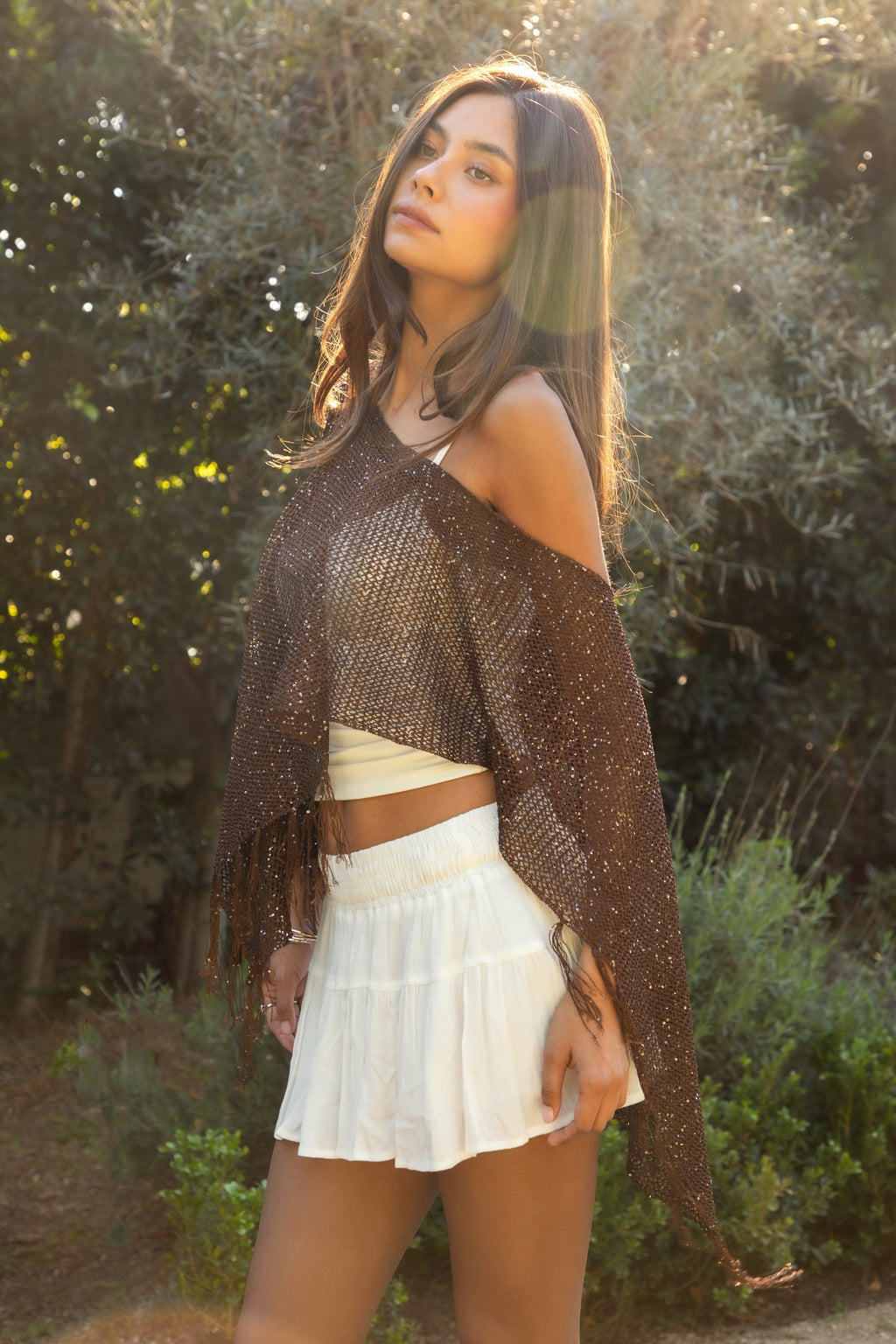 SOLENA Crystal Sequin Crochet Cape