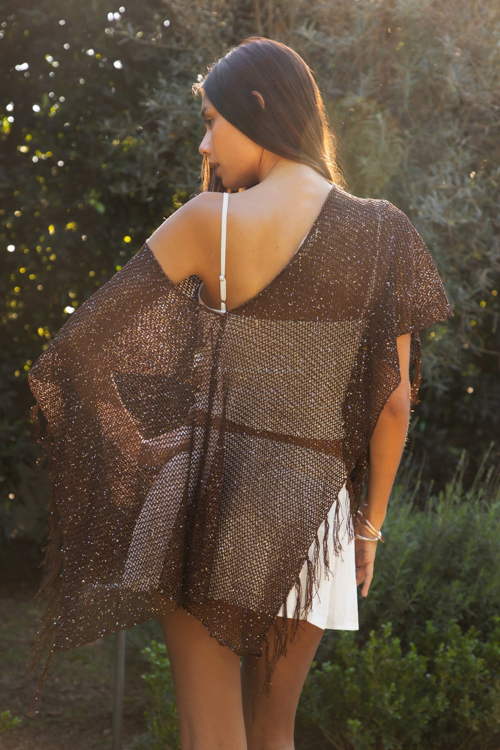 SOLENA Crystal Sequin Crochet Cape