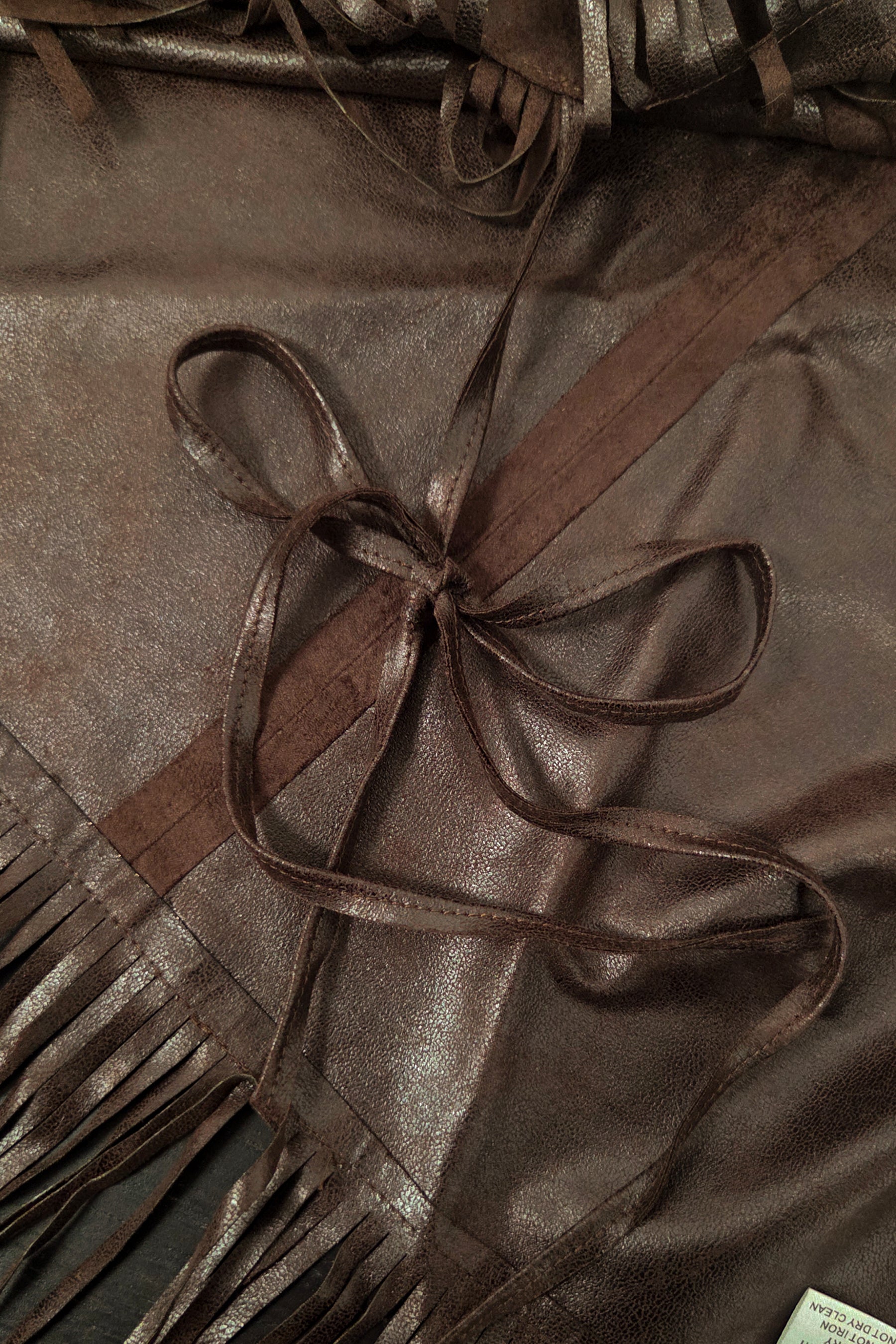 STALLION Faux Suede Cropped Flowy Fringe Poncho