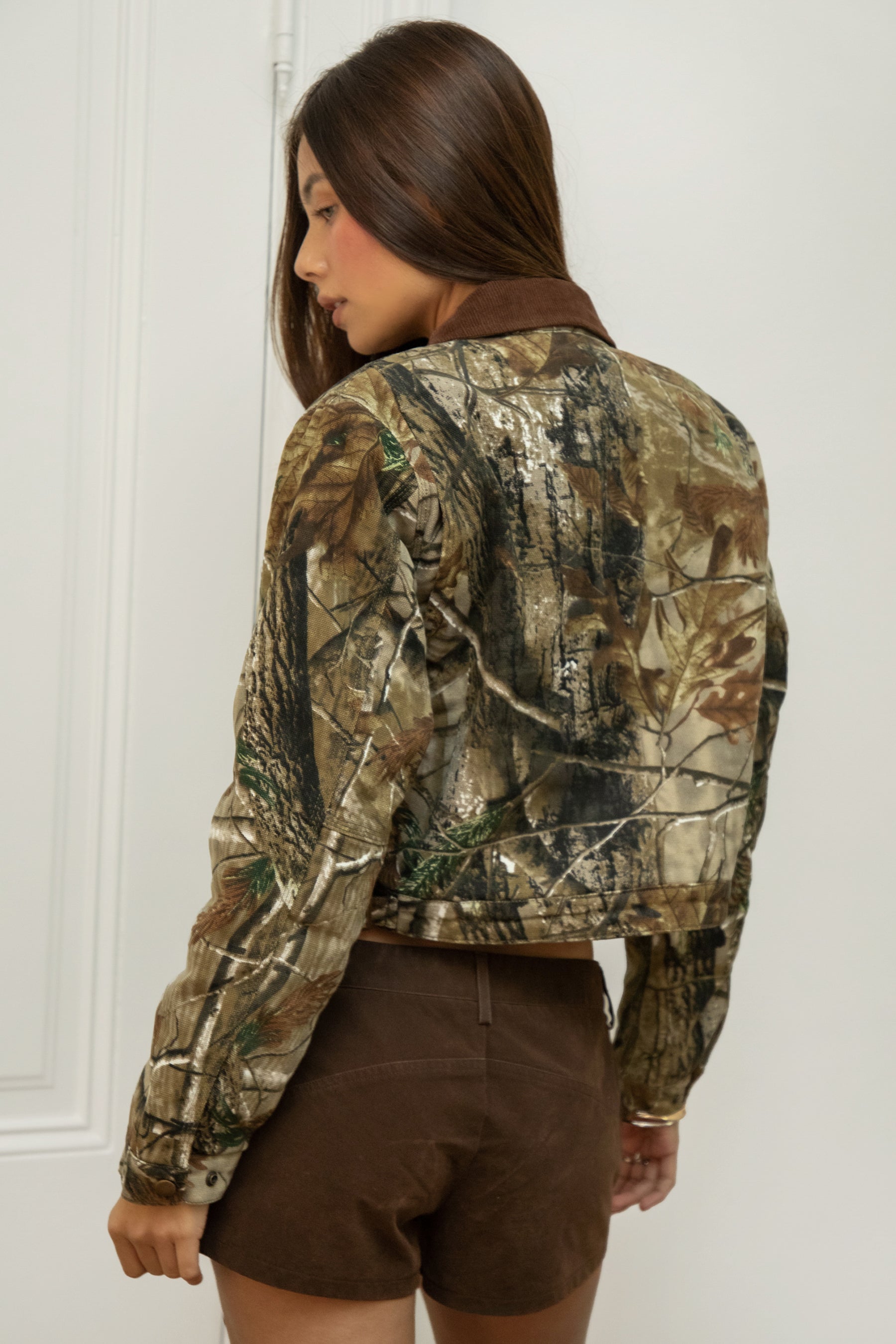 OAKLYN Camo Print Cropped Jacket